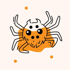 Illustration of a spider sticker with a Halloween outline