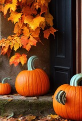 A collection of halloween pumpkins