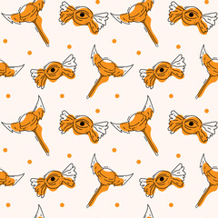 A cheerless Halloween pattern with candy and lollipops