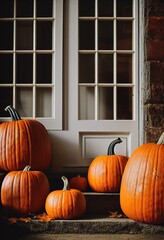 A collection of halloween pumpkins