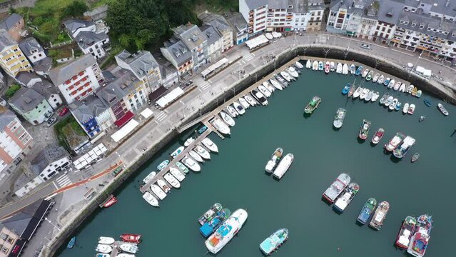 Aerial view of the town of Luarca, Asturias, Costa Verde, Northern Spain.