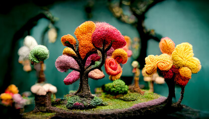 A forest made of felt.