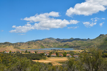 Fototapeta na wymiar Las Virgenes Reservoir from Lake Eleanor Open Space, Santa Monica Mountains