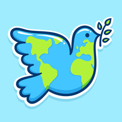 Peace Dove with Earth and olive branch