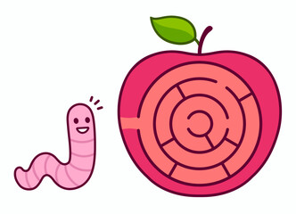 Worm and apple maze puzzle