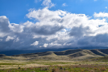 Fototapeta premium Clouds over Caliente Range Mountains, Carrizo Plain