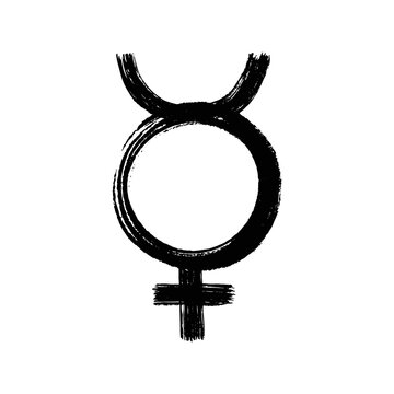 Hermaphroditus Gender Symbol. Black Ink