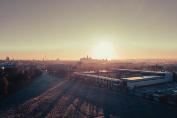 Cracovia football stadium from above