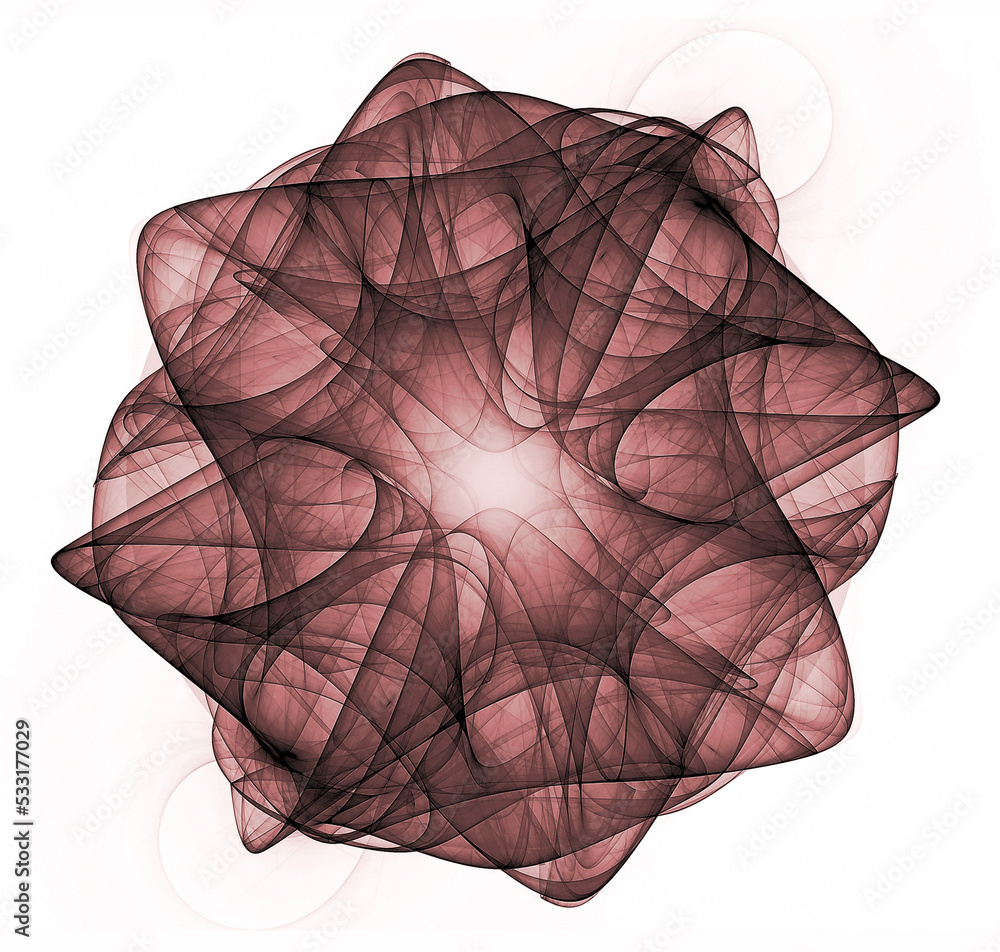 Poster brown swirls create a flower-like pattern. graphic design element on a white background. 3d renderin