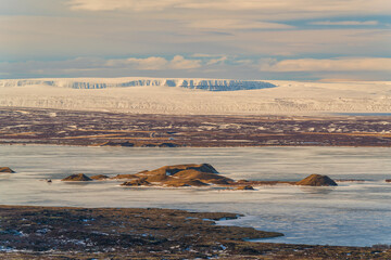 Mývatn  is a shallow lake situated in an area of active volcanism in the north of Iceland.