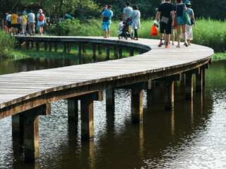 people on the bridge