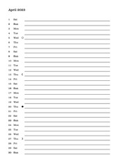 Monthly calendar of year 2023, April