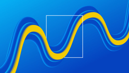 3d wave design on blue background. blue and yellow abstract wave background