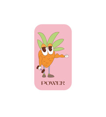 Fototapeta premium Vector Cartoon Retro Stickers Funny Stickers Groove Peace Hippie Happiness Cute Animal Quotes Funny Faces Mushrooms Psychedelic Cartoons