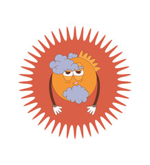 Vector Cartoon Retro Stickers Funny Stickers Groove Peace Hippie Happiness Cute Animal Quotes Funny Faces Mushrooms Psychedelic Cartoons