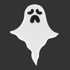Doodle flat clipart. Creepy ghost for halloween decoration. All objects are repainted.