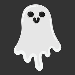Doodle flat clipart. Creepy ghost for halloween decoration. All objects are repainted.