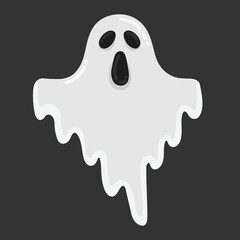Doodle flat clipart. Creepy ghost for halloween decoration. All objects are repainted.