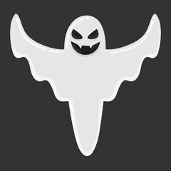 Doodle flat clipart. Creepy ghost for halloween decoration. All objects are repainted.