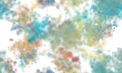 Abstract watercolor blurred spots on the white background. Blue, yellow and red colors. Seamless background.