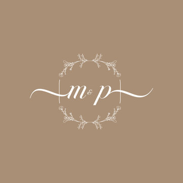 MP beauty monogram and elegant wedding logo design
