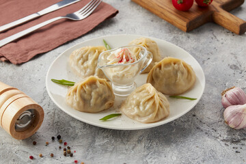 gyoza dumplings with and without red sauce