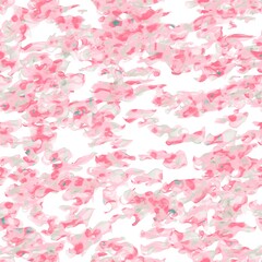 Multicolored random flying brush strokes. Veil or fish net imitation. Red, pink, green and blue colors on the white background. Seamless pattern