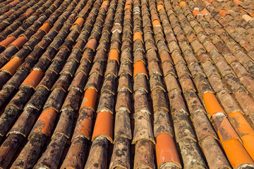 Clay roof tile background