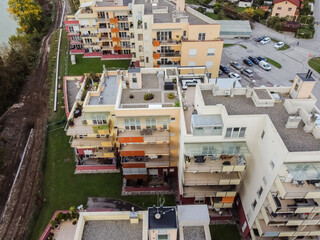 Fototapeta premium residential buildings with balconies view from above