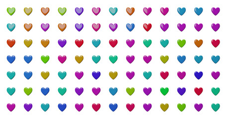 3d shiny hearts made in 3d