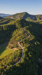 Aerial view of curvy road in Marche region in Italy
