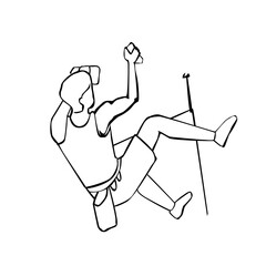 Vector illustration of hand drawn climber in action. Extreme sport concept