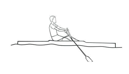 Vector illustration of hand drawn rowing boat. Water sports concept © Manovector