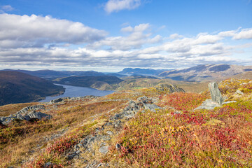 Hike to Kvennhatten in  wonderful autumn weather, Brønnøy, Velfjorden, Norway, Scandinavia,Europe