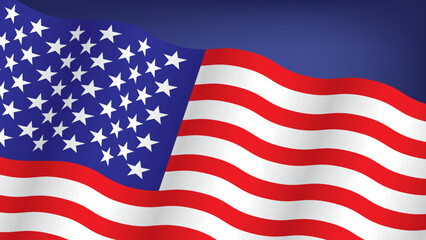 Obraz premium VECTOR ILLUSTRATION OF USA FLAG ON BLUE COLOR BACKGROUND
