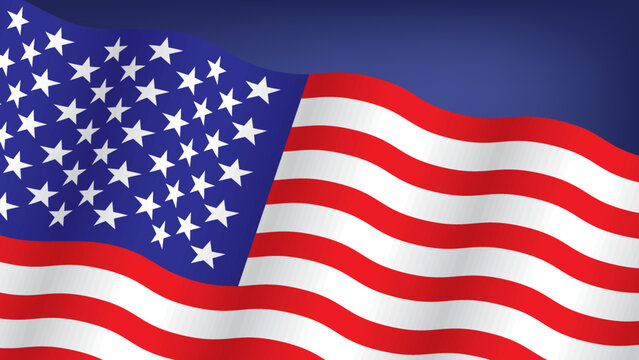 VECTOR ILLUSTRATION OF USA FLAG ON BLUE COLOR BACKGROUND