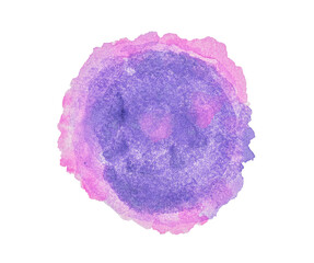 Abstract color of violet and pink splash watercolor hand painted isolated on white background