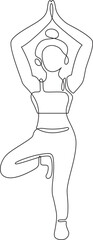 tree pose yoga practice outline drawing 