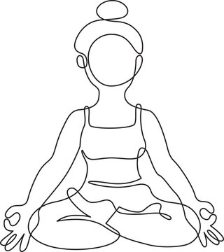 Lotus Pose Yoga Practice Outline Drawing 