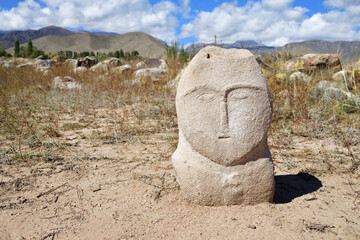 Cholpon Ata ancient statue, Issyk Kul, Kyrgyzstan