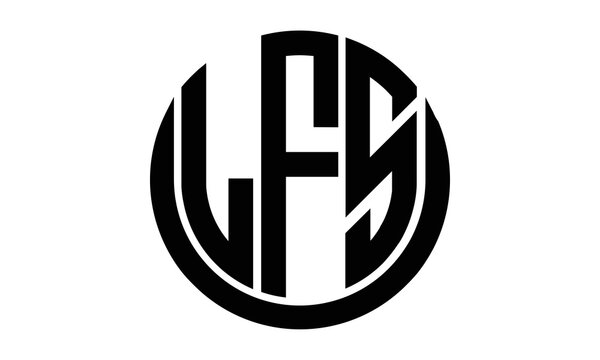 LFS shield in circle logo design vector template. lettermrk, wordmark, monogram symbol on white background.