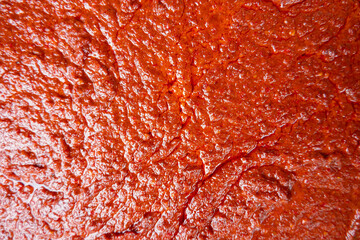 Top view of Red chili sauce for background and texture
