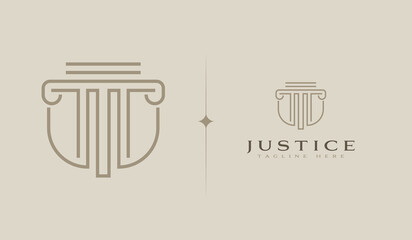 Law Firm Law Office Lawyer services Luxury Vintage Crest monoline logo. Universal creative premium symbol. Vector illustration