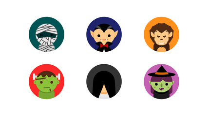 cute halloween monster character face