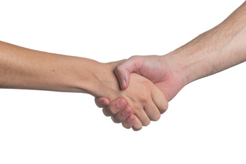 Isolated handshake between a man and a woman