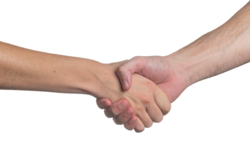 Isolated handshake between a man and a woman