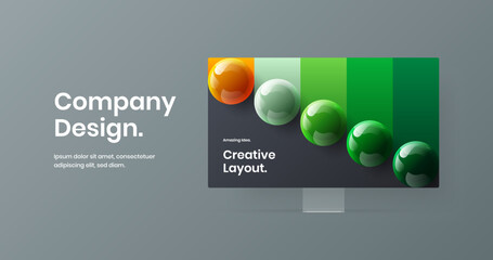 Minimalistic presentation design vector concept. Isolated computer display mockup banner template.