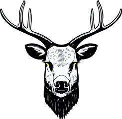 Head of Elk, forest animal isolated 