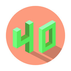 Isometric green number 40 with shadow in Light Salmon color circle