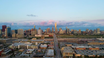 Chicago, IL USA September 15th 2022 : establishing aerial drone view image of Chicago metropolitan city area. the buildings architecture look great for tourist to come and see the skyline